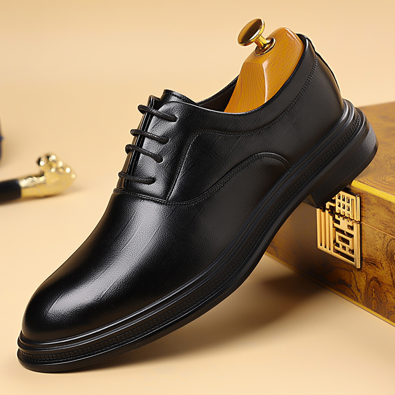 Picture of plus size shoes size 46 size 2025 new casual men's leather shoes British youth business lace-up formal leather shoes men's 7785