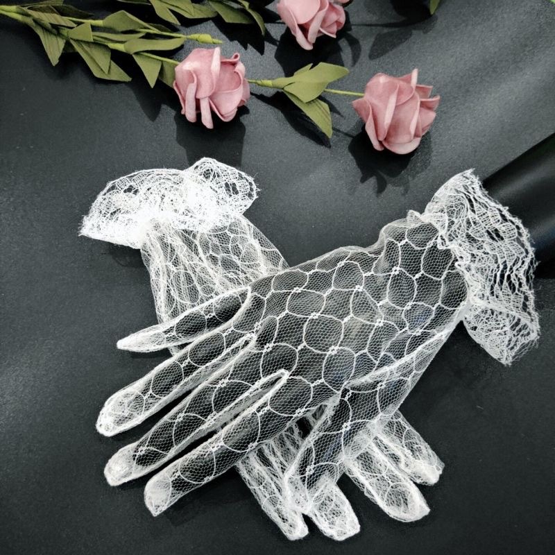 Shuoyao Sexy Underwear Uniform Temptation Mesh Jacquard Finger Sleeve Lace Gloves Wedding Dress Decorative Gloves