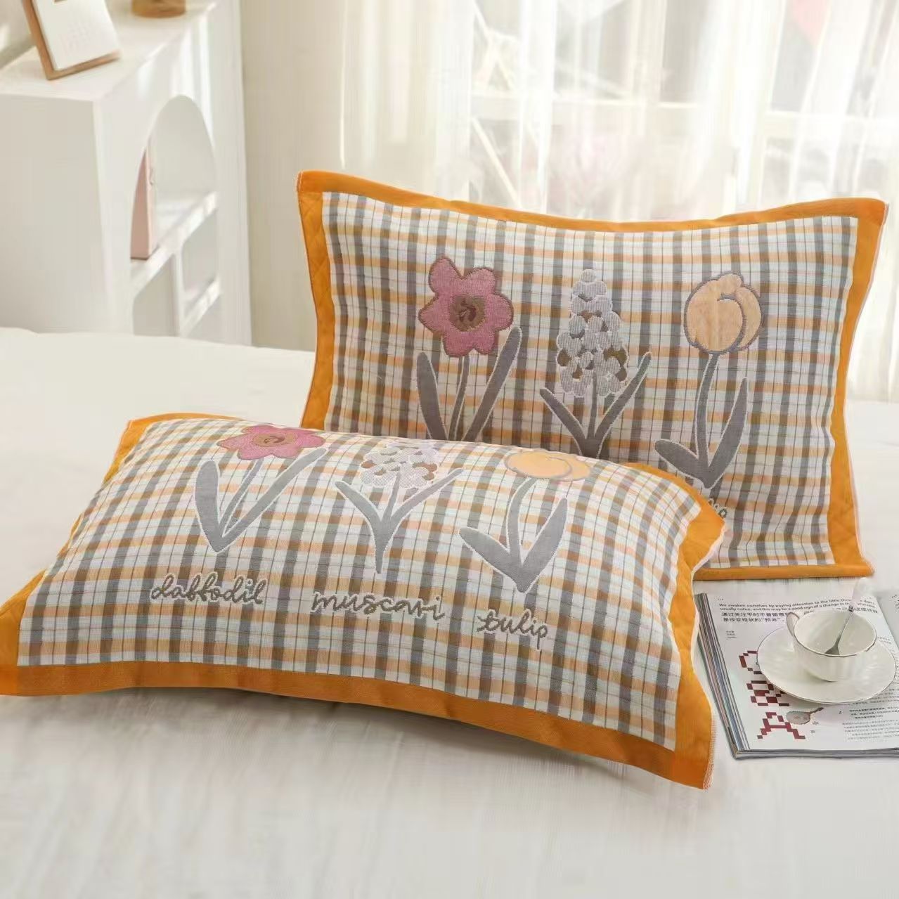 Picture of Gauze Pillow Towel Adult Pillow Headband Sweat-absorbent Comfortable Breathable Four Seasons Household European-style Soft Skin-friendly Single Strip