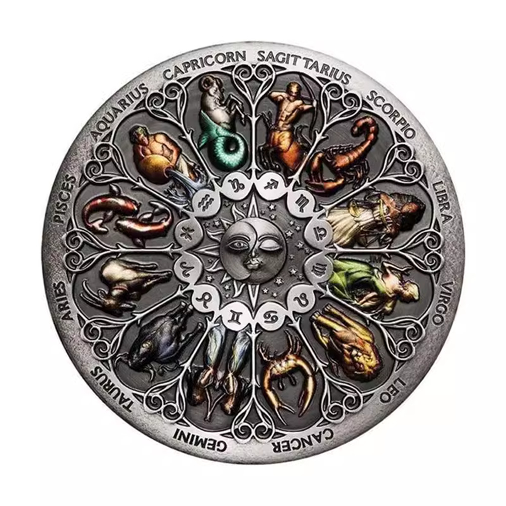 2025 Cross-border Constellation Coin Foreign Trade AliExpress European and American Coin Twelve Constellation Commemorative Coin Lucky Goddess Guardian Coin