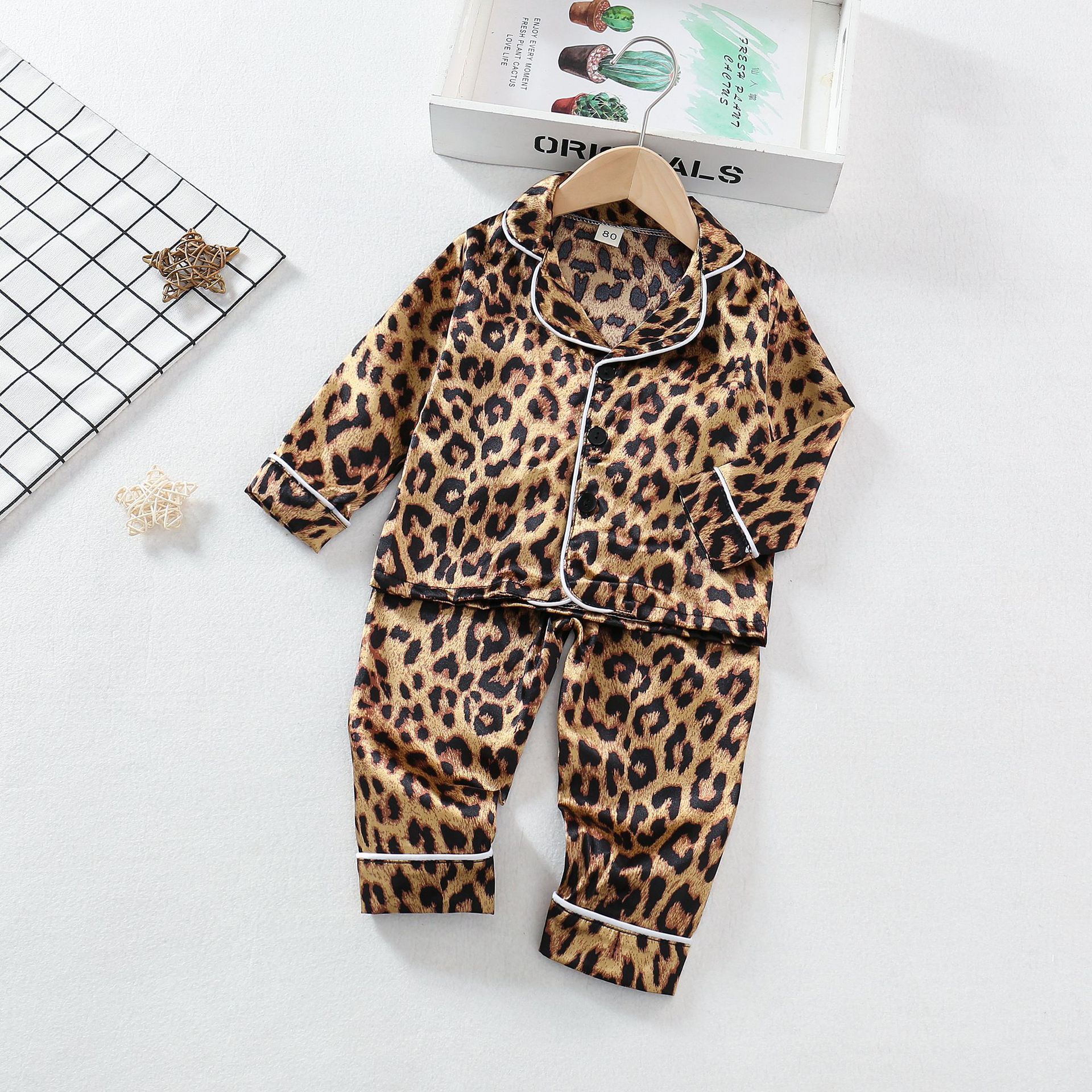 Picture of Children's Wear Foreign Trade Boys and Girls Home Clothes suit Summer New Baby Soft and Comfortable Leopard Print Long Sleeve Trousers suit