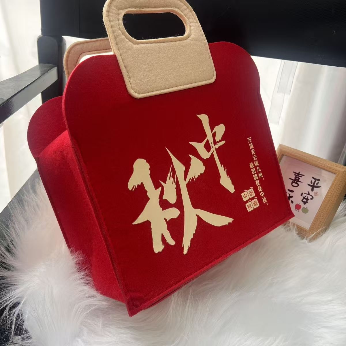 Mid-Autumn Festival gift bag, New Year national trend Chinese handbag, felt tote bag, companion tote, large capacity