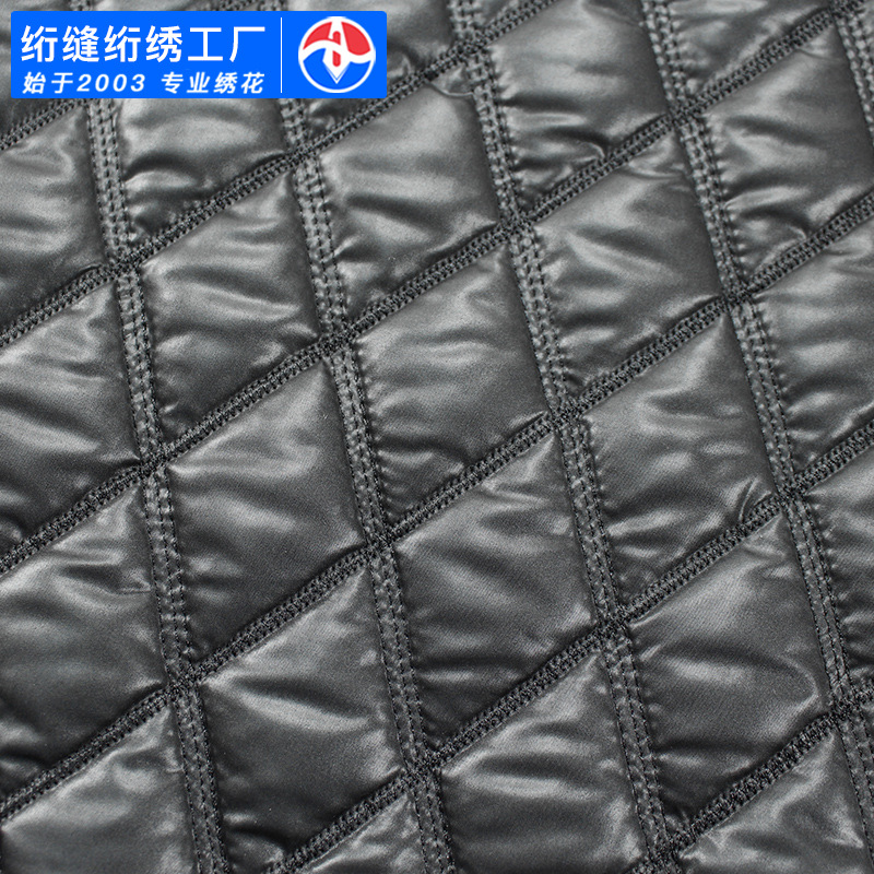 Embroidered Fabric 300t Spring and Sub-spinning Pleated Cotton Autumn and Winter Cotton Clothes Down Quilting Embroidered Processing Diamond Quilting Cotton Embroidered Cloth