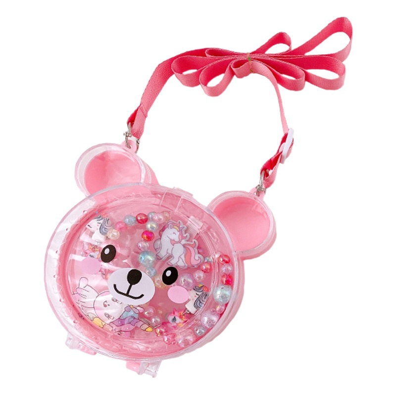 Children's jewelry suit cartoon backpack small gift box little girl handmade beaded princess necklace bracelet jewelry gift
