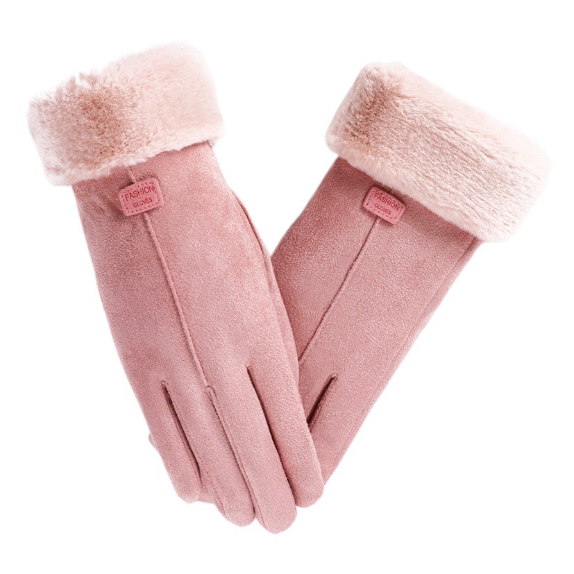 Autumn and winter suede Arctic velvet wool gloves thickened warm gloves windproof touch screen riding women's gloves wholesale