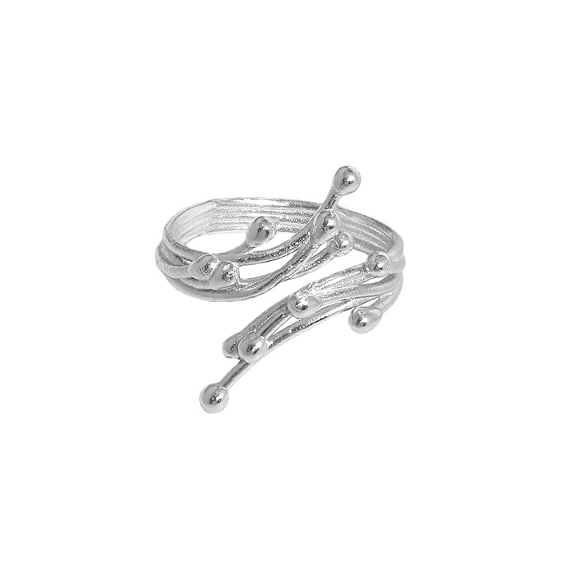 Picture of Personalized Fireworks Ring Women's Fashion Design Sparkle S925 Silver Open Ring All-match Hip-hop Creative Finger Ring