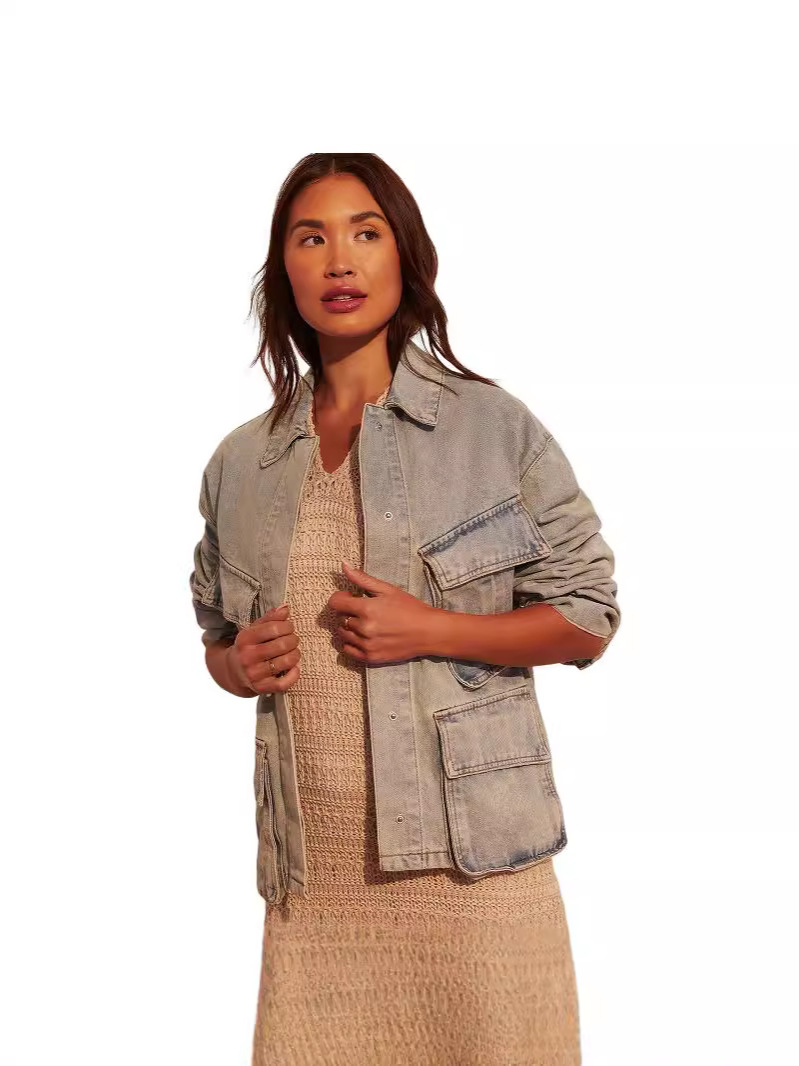 2024 New Cross-border Amazon European and American Denim Jacket Women's Washed Nostalgic Top Super Hot