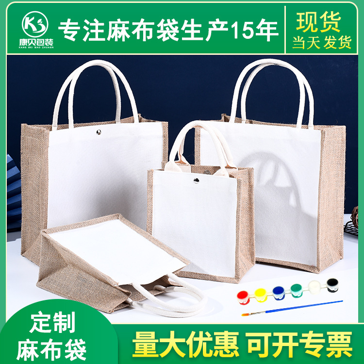 Canvas Linen Bag Custom Wholesale DIY Hand-Painted Graffiti Souvenir Special Linen and Jute Handbag Custom-Made