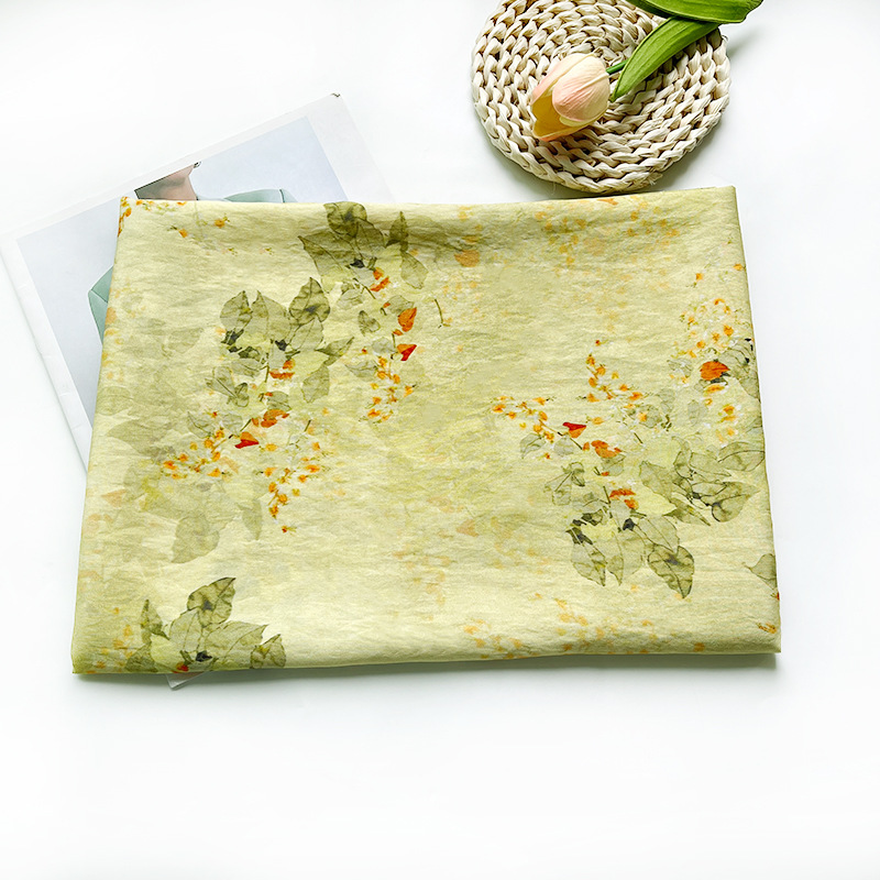 Picture of Heart-Shaped Leaf Jacquard Cotton Fabric New Chinese Style Digital Print Ethnic Style Cheongsam Dress Top Hanfu Fabric