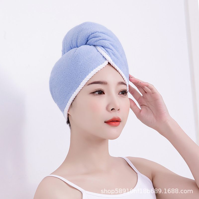Picture of Two-color Double-layer Dry Hair Cap Coral Fleece Soft Water Absorbent No Hair Drop 2024 New Large Double-sided Wipe Headscarf
