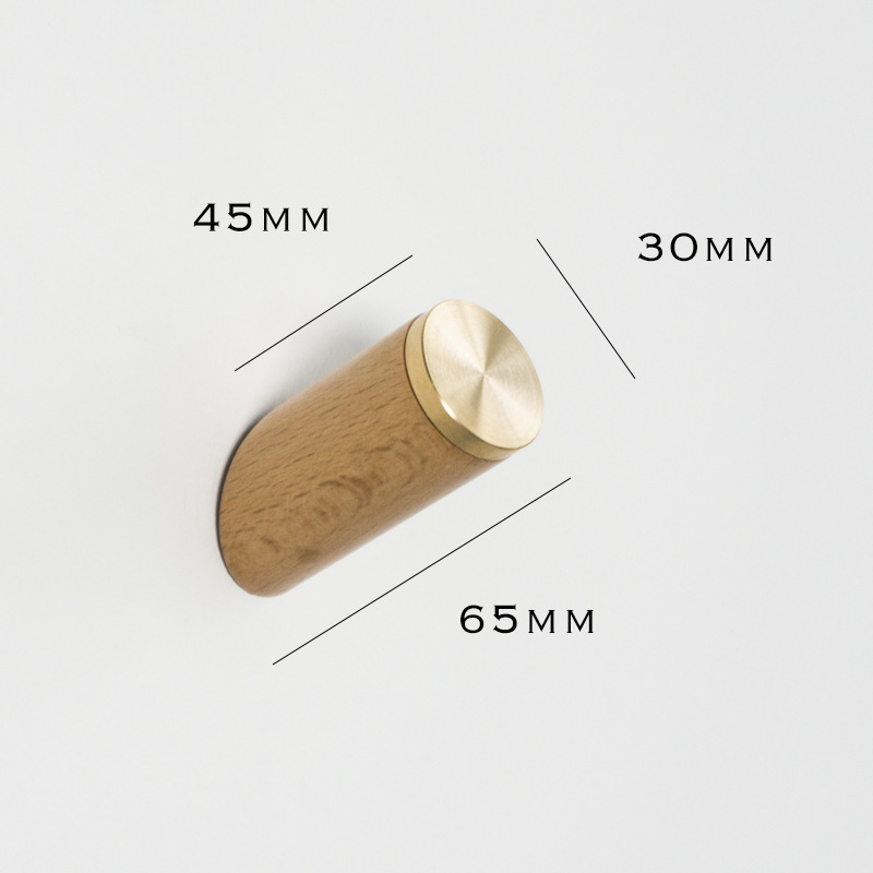 Picture of Light luxury wooden solid wood brass creative home wall decoration hook bedroom door rear hook clothes hook single hook