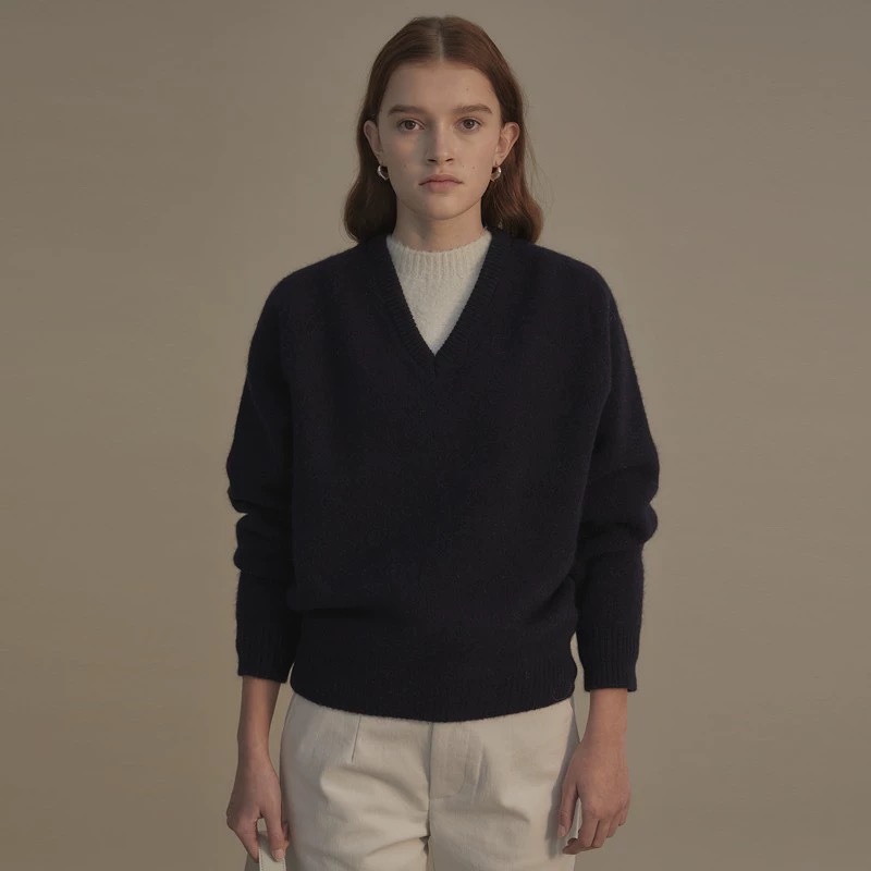 Picture of in stock Nothing written Sweater Women's 2024 Fall/Winter New V-Neck Lazy Style Loose Wool Knitted Sweater