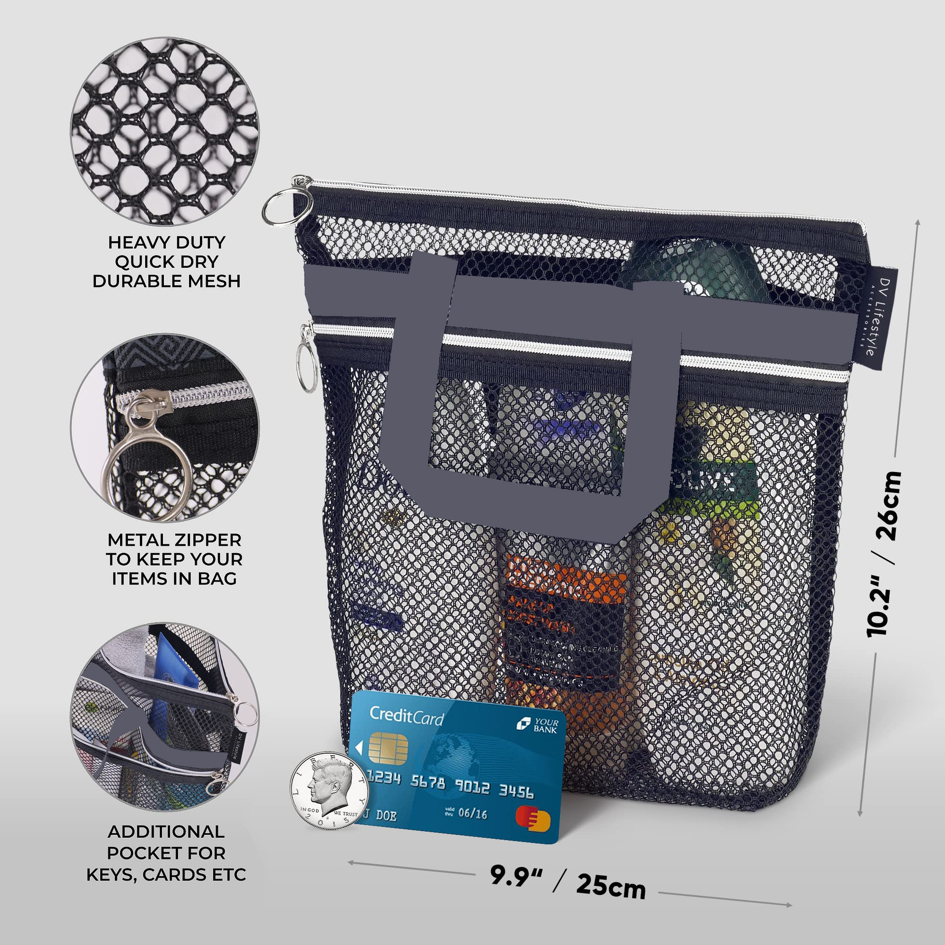 Picture of Travel Wash Bag Shower Handbag Transparent Mesh Makeup Bag Storage Bag Travel Wash Bag Beach Bag