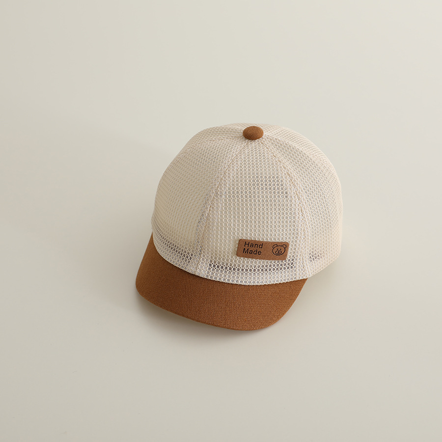 Picture of Little Bear Cartoon Full Net Short Brim Baby Cap Sunscreen Sun Hat Short Brim Baseball Cap for Boys and Girls
