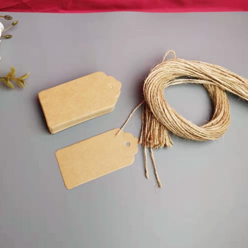 Kraft paper small card candy box small accessories handwritten word notes small tag rectangular card distribution hemp rope