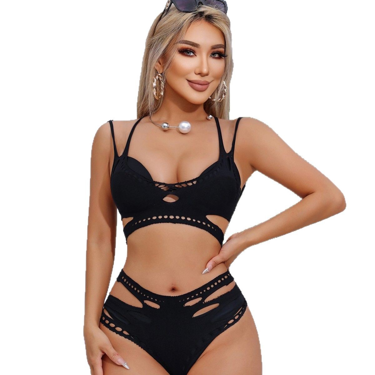 Picture of Cross-border European and American Style Sexy Lingerie Lace Uniform Temptation Short Skirt Sling Vest Sexy Fishing Net Perspective Dress