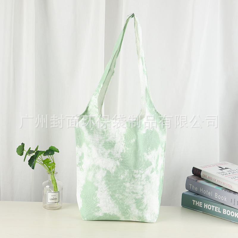 Cartoon fresh handbag shoulder environmental protection canvas bag portable recycled cotton bag production printable logo