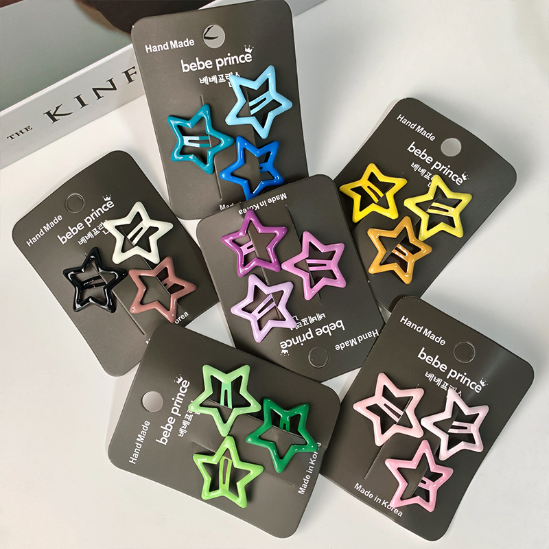 Picture of New color star hairpin suit multi-color series sweet not hurt hair side clip five-pointed star cute broken hairpin BB clip