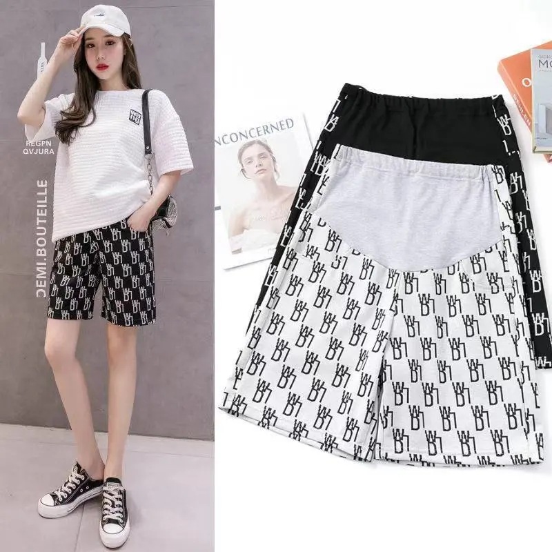 Picture of Pregnant Women's Shorts Women's Summer Outer Wear Thin Loose Five-point Pants Spring and Summer Leggings Western-style Safety Abdominal Wide-leg Pants Trendy