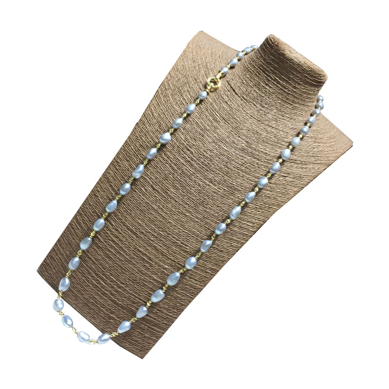 Picture of Elegant Gray Pearl Sweater Chain Simple Pearl Long Chain Freshwater Genuine Pearl Sweater Necklace Manufacturer Wholesale in Stock