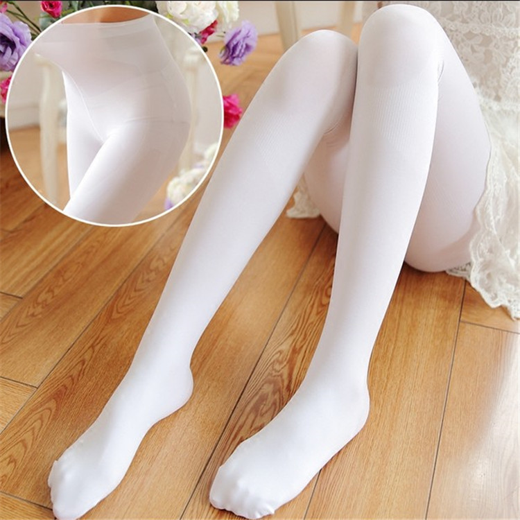 Picture of Factory wholesale spring and summer children dance socks six performance velvet 90D children's big socks white pantyhose