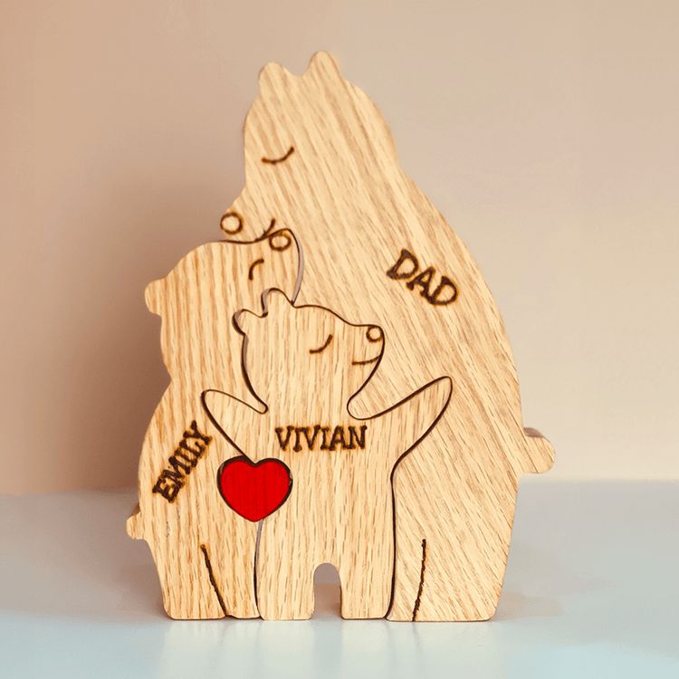 Picture of Cross-border popular handmade wooden ornaments wooden bear family personalized wooden pet carving crafts