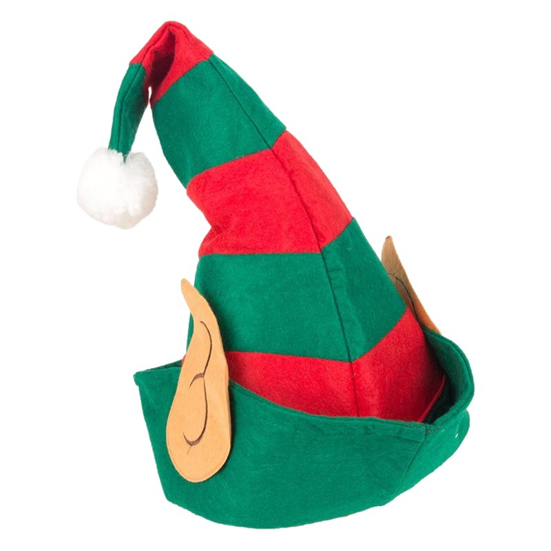 Picture of Christmas hat Christmas hat clown hat ears red and green striped hat Christmas party decorations children's elf hat