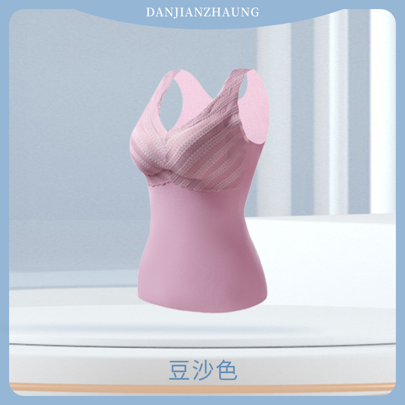 Picture of Seamless thermal underwear women's vest with chest pad fleece-lined thickened bodybuilding tight bottoming autumn and winter factory wholesale