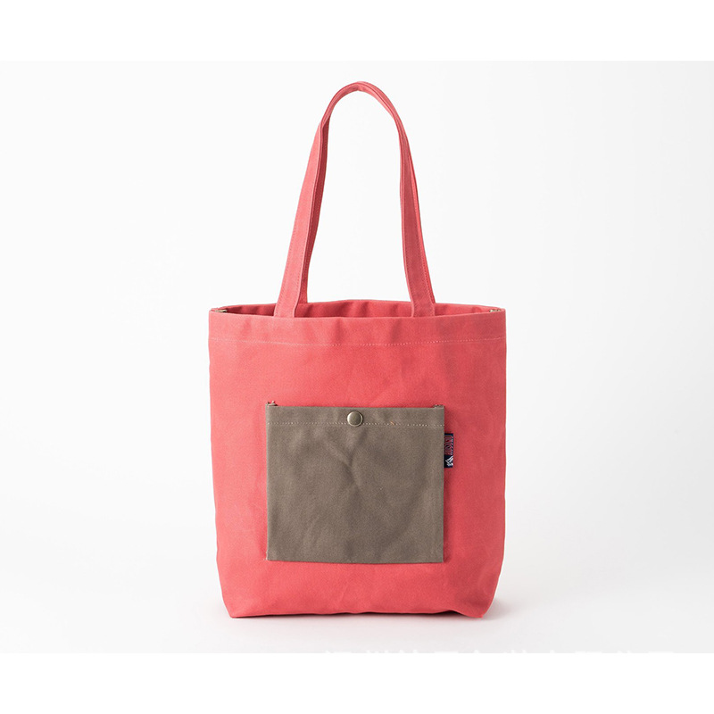 Source Manufacturer Custom-Made Cotton Bag, Compact Shoulder Tote Bag, Snap Button Red Canvas Bag, Printable Logo