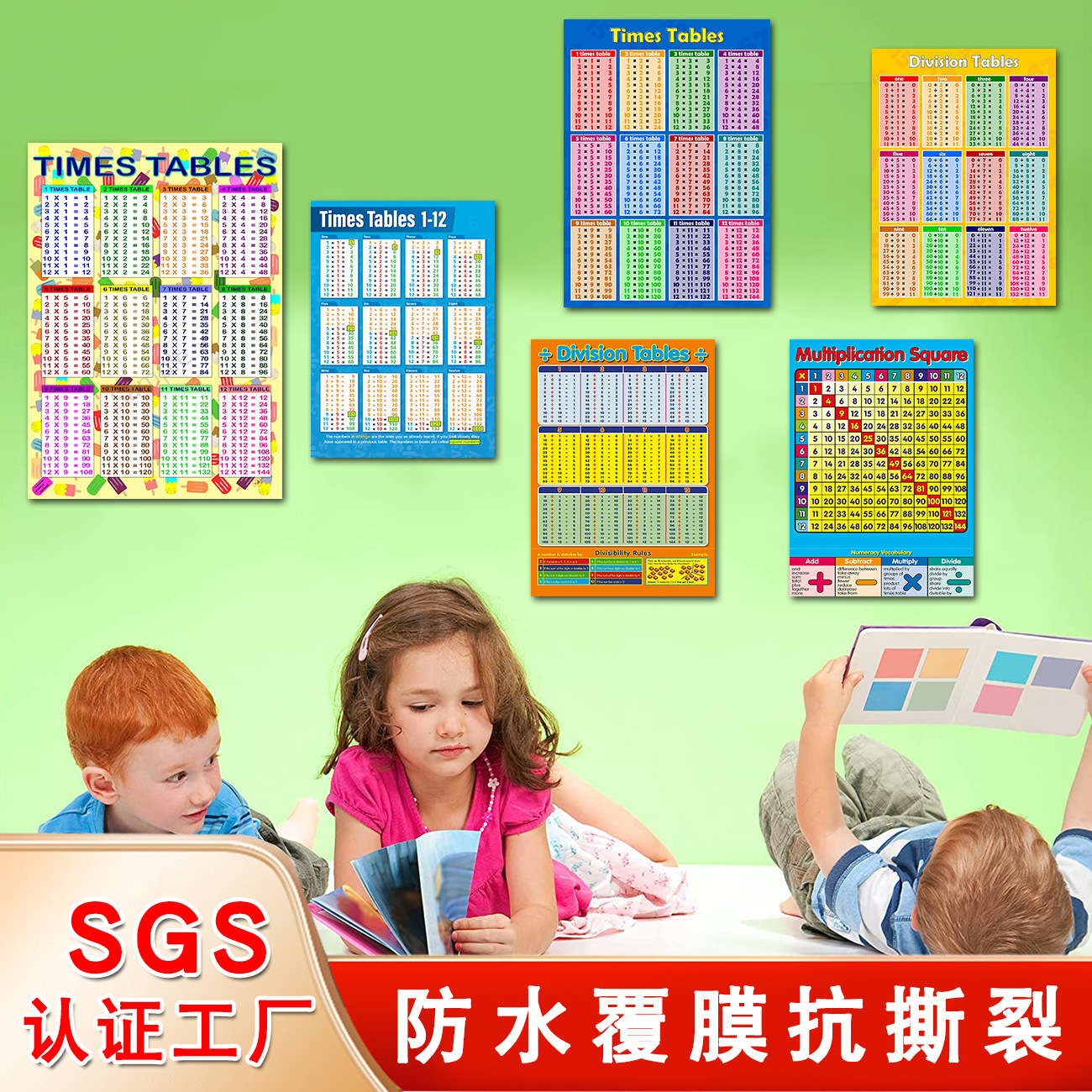 Amazon Hot-selling Children's Early Education Poster Waterproof Film-coated Multiplication Table Mathematics Kindergarten Decorative Painting