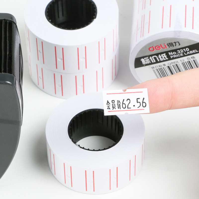 Picture of Deli price paper 3210 single row label paper hand-held price machine matching 7500 supplies bar code price paper thickened