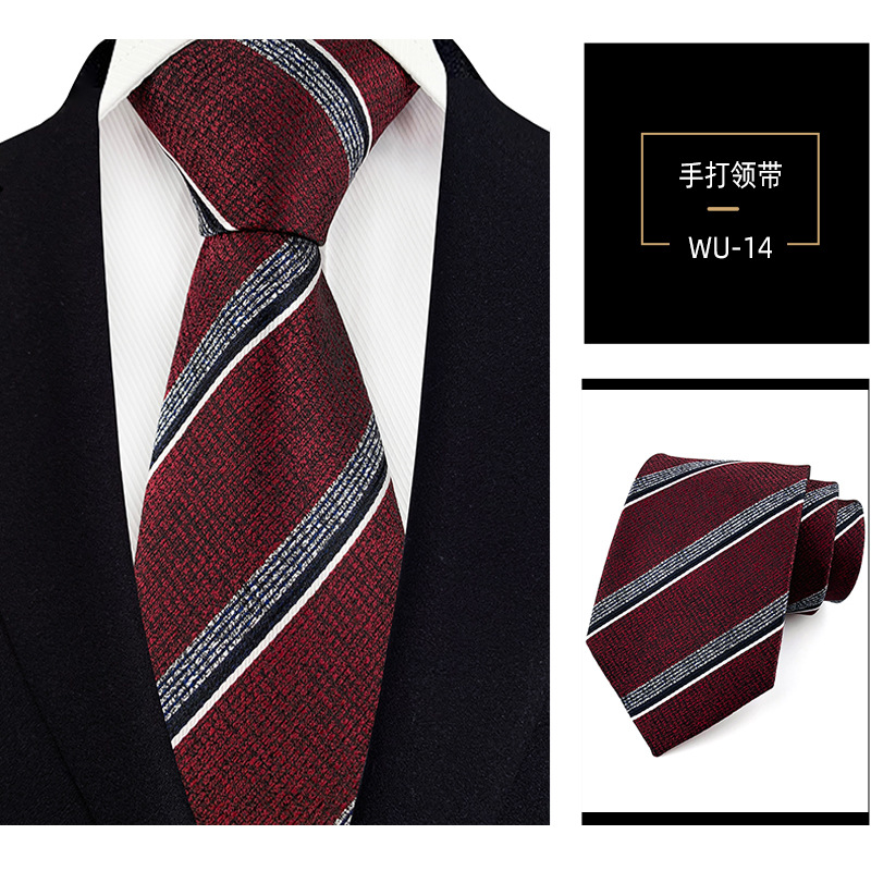 Picture of Men's Tie Jacquard Silk 8cm Hand Tie Professional Dress Interview Business Stripe Tie Men's in stock Wholesale