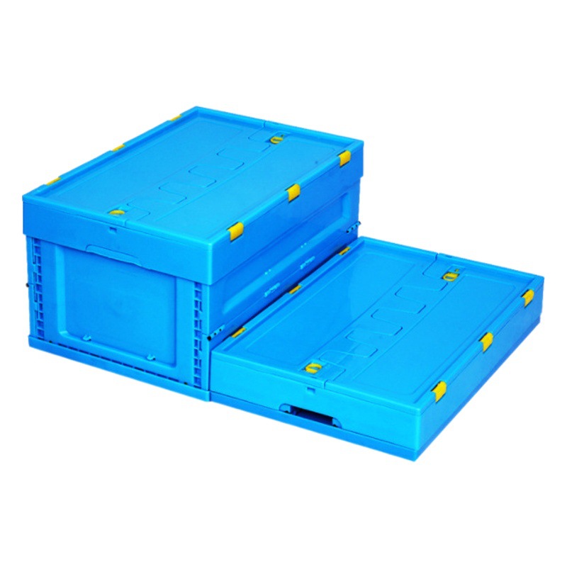 Blue plastic folding box with lid 600-300 storage folding box pp material multifunctional supermarket turnover folding box