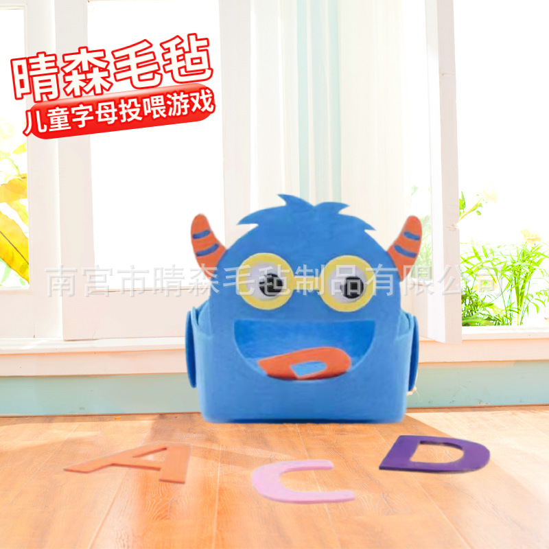 Picture of Felt Educational Kindergarten Toy [Letter Feeding Game] Early Education Baby Toy Box Alphabet Game Box
