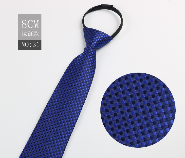 Picture of Factory Black Men's Tie Striped Blue Business Tie Lazy People Knot Free Zipper Tie in stock Wholesale
