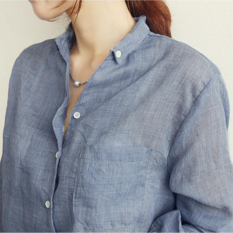 Picture of 2021 collar single row multi-button spot new Korean style all-match college style Harajuku shirt long sleeve cotton linen shirt