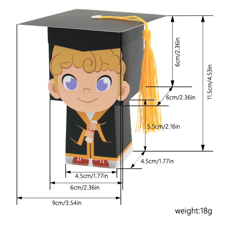 European-style New Party Gift Box Graduation Gift Box Doctor's Cap Box Stereo Doctor's Cap Candy Box