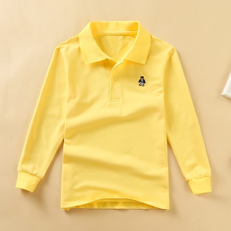Children's long-sleeved polo kidsT-shirt 2025 spring and autumn pearl cotton cotton stretch breathable long-term goods