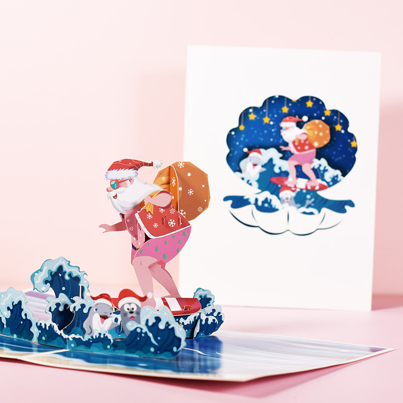 Picture of New Creative Amazon Cross-Border 3D Greeting Card Holiday Greetings Handmade Card Color Printed Christmas Lettering