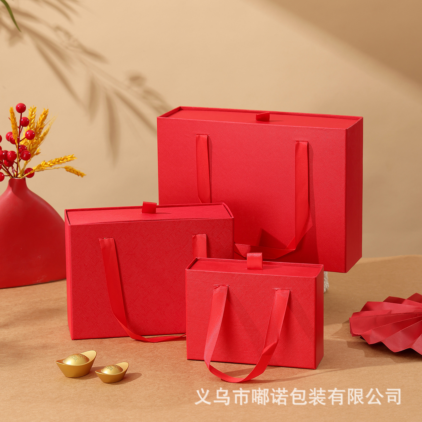 New Red Rectangular Drawer Gift Box Jewelry Jewelry Necklace Packaging Box Holiday Gift Suitcase Empty Box