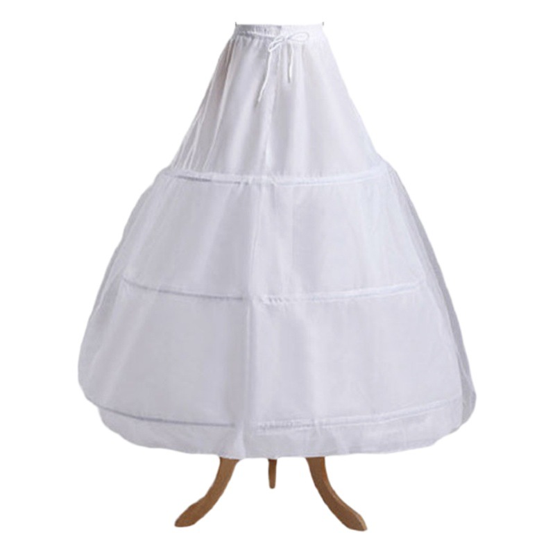 Bridal wedding dress floor-length skirt support three steel ring one yarn elastic lining accessories pettiskirt wedding dress foreign trade Wholesale