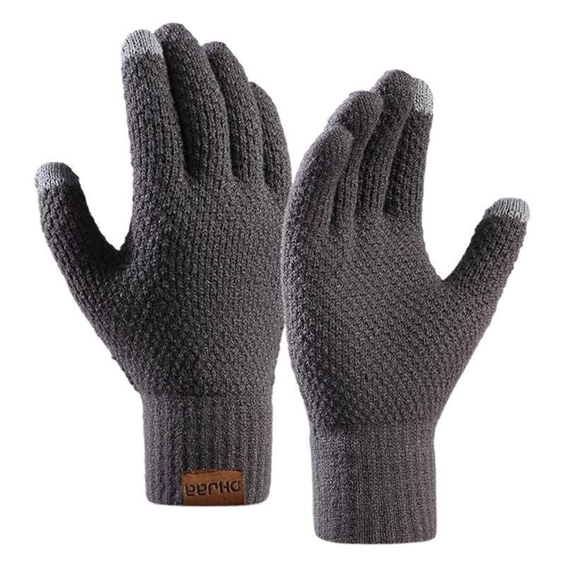 Directly from the Manufacturer: Men's Knitted Gloves for Winter, Warm, Finger-Separated, Fleece-Lined, Thickened, Touchscreen-Compatible, Versatile, Pineapple Pattern