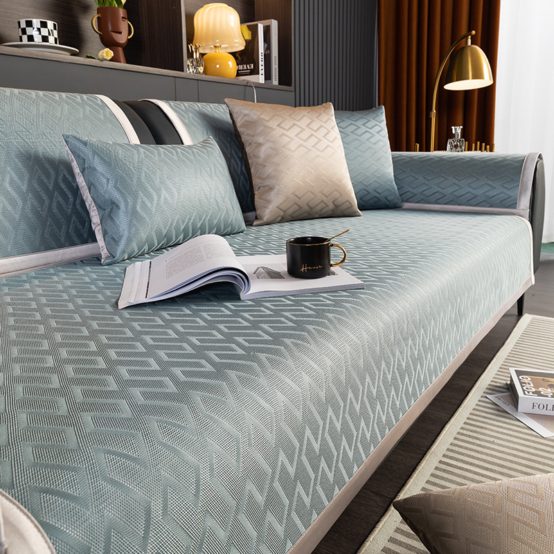 Ice Silk Sofa Cushion Summer Mat Non-Slip 2023 New Summer Living Room Leather Sofa Cover Cloth Towel