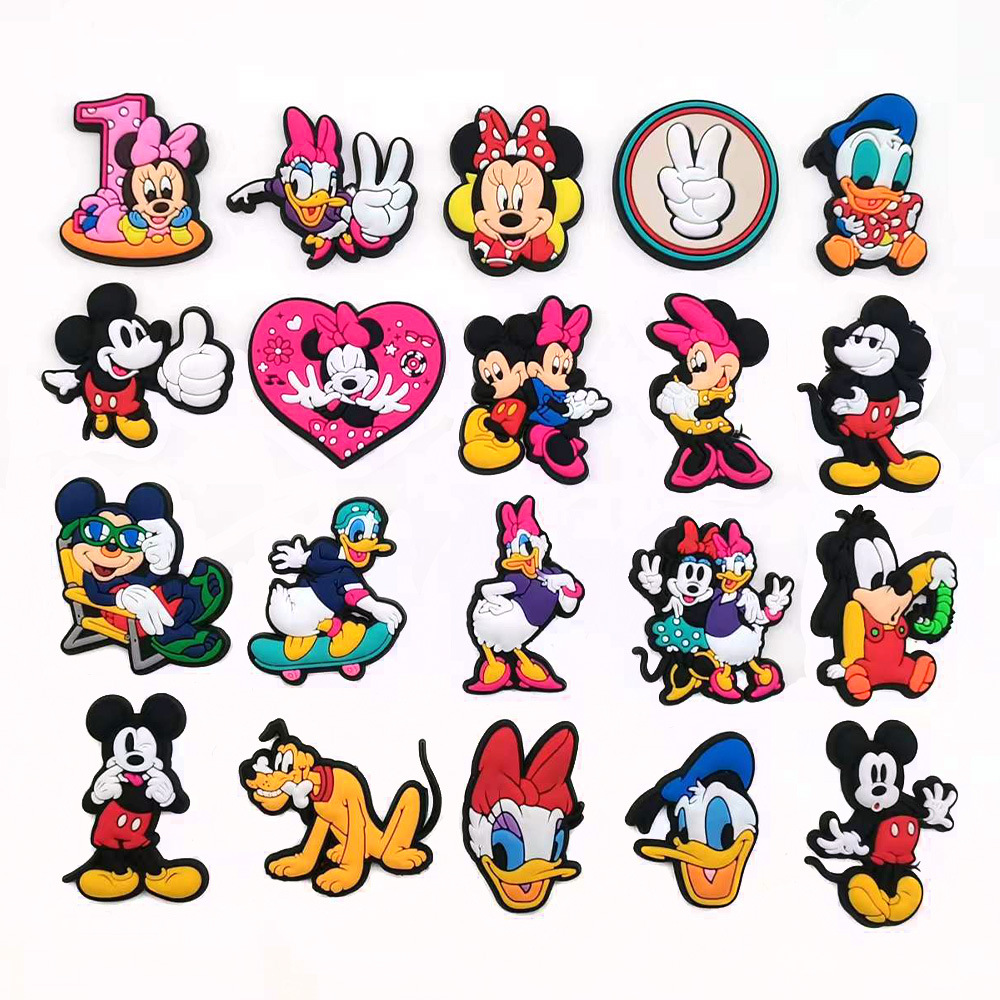20 Cartoon Cute Mickey Minnie Cave Shoes Shoes Flower Shoe Buckle Shoe Accessories PVC Soft Croc Charms