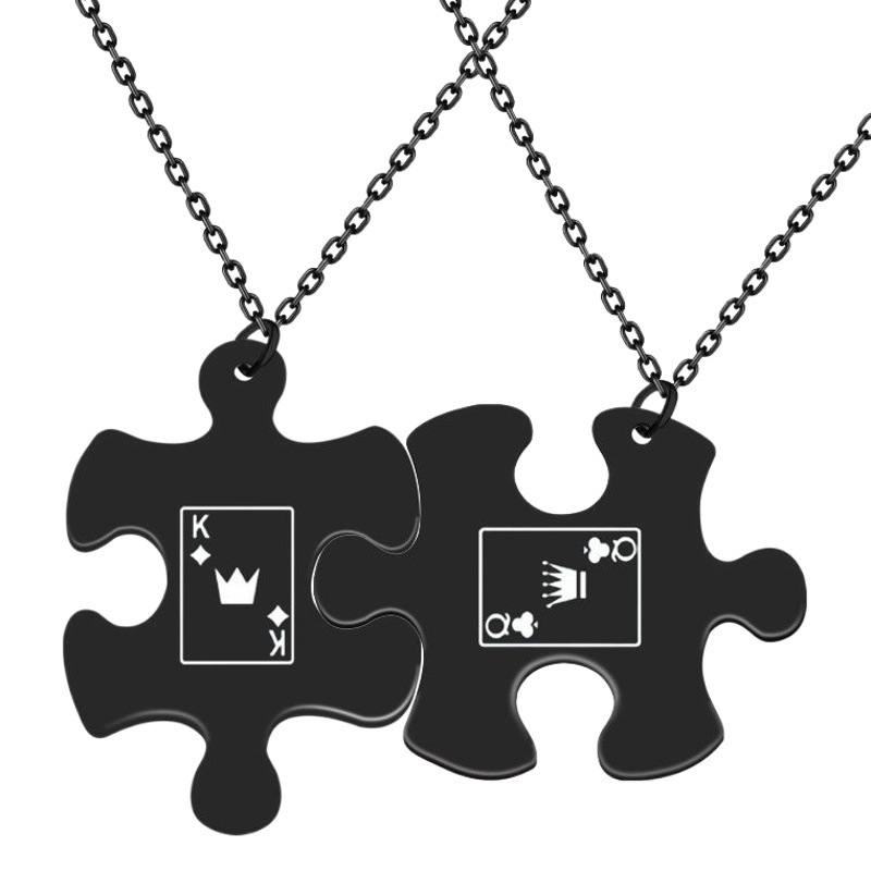 European and American Export Hot-Selling Jewelry Kq Couple's Valentine's Day Gift Stainless Steel Splicing Keychain Necklace