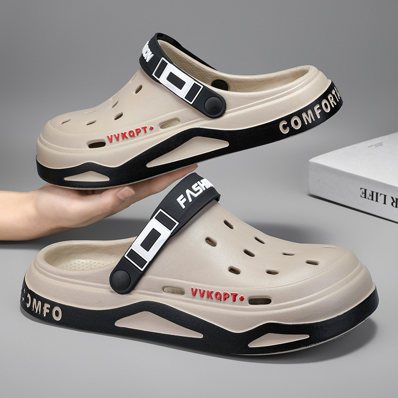 Picture of Eva Sandals Men's Summer Breathable New Lightweight Soft Bottom Baotou Croc Shoes Men's Slippers Two-Purpose Beach Shoes Wholesale