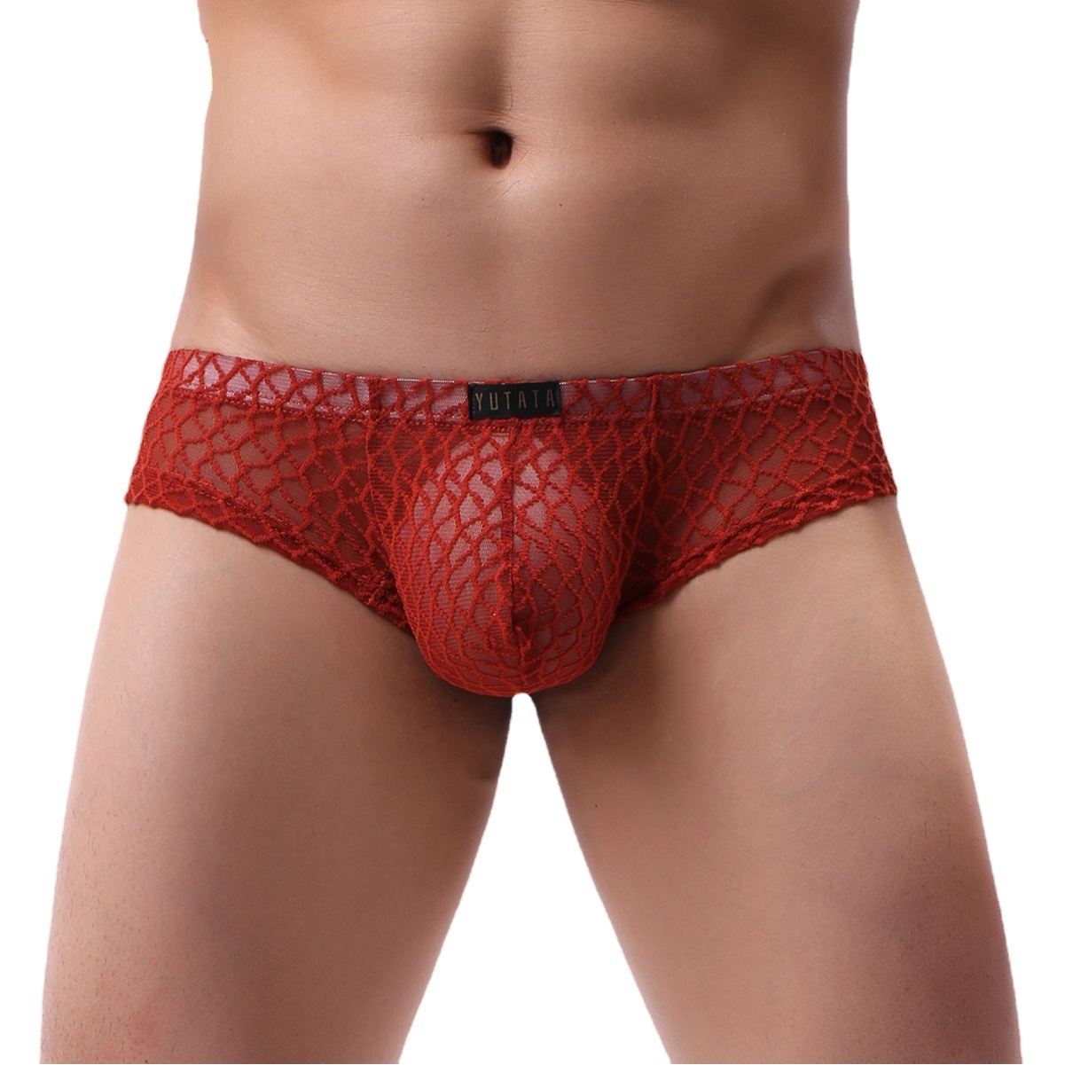 Foreign Trade European and American Transparent Sexy and Comfortable Men's Lace Shorts Sexy Underwear Small Boxer Briefs U-Shaped Pouch B175