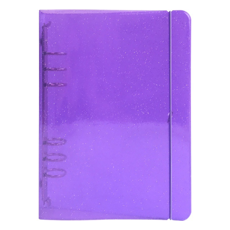 Picture of New A5 Transparent Glitter PVC Loose-leaf Notebook Simple Conference Notebook 6-hole Hand Account Book Strap PP Shell Notebook