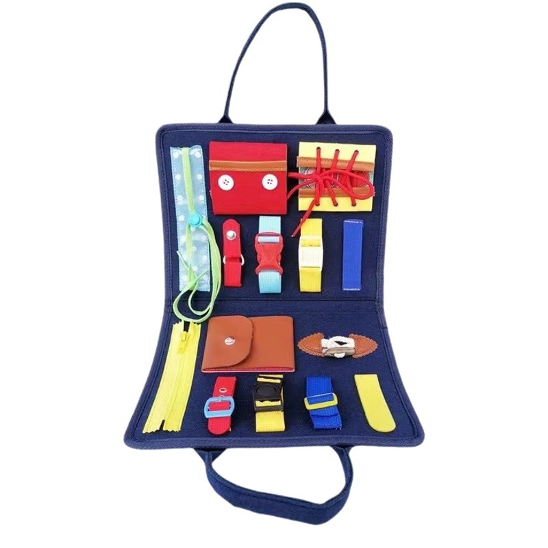 Factory wholesale felt children's portable dressing learning board early education board kindergarten toys baby busy board