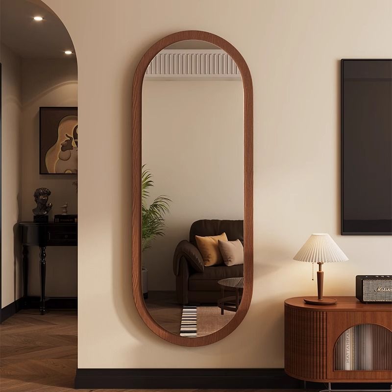 Mid-style full-body mirror, wall-mounted dressing mirror, household special-shaped wall-mounted mirror, Internet celebrity bedroom wall-hung fitting mirror